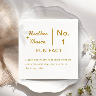 Minimalist Brush Couple Fun Facts Wedding Napkins