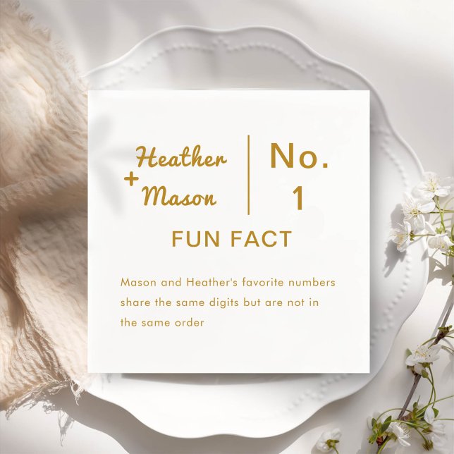 Minimalist Brush Couple Fun Facts Wedding Napkins (Creator Uploaded)