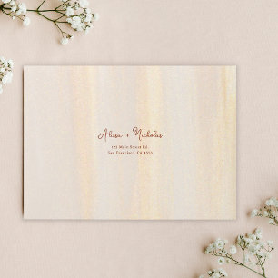 Minimalist Brush Gold & Terracotta Script Wedding Envelope