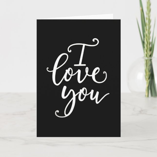 Minimalist Brush Script I Love You Card (Front)