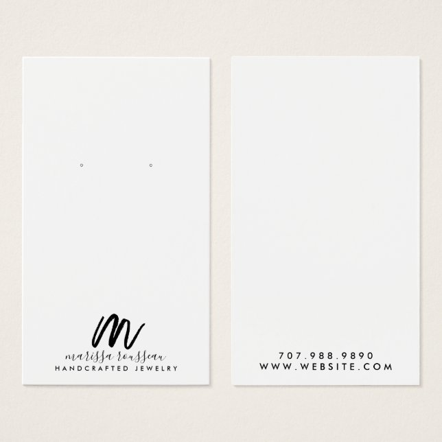 Minimalist Brush Script Monogram Jewelry Designer  (Front & Back)