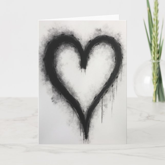 Minimalist Brush Stroke Heart Card (Front)