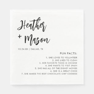 Minimalist Brush Wedding Fun Facts Napkins