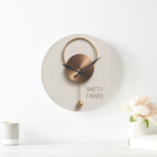 Minimalist Brushed Bronze Sculptural Acrylic Wall Large Clock