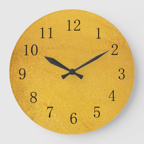 Minimalist Brushed Gold with Simple Black Numbers Large Clock