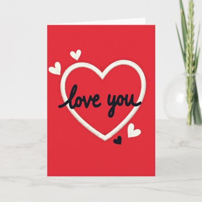 Minimalist Brushed Love You Heart Card (Front)