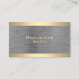 Minimalist Brushed Metal Gold Banding Business Card