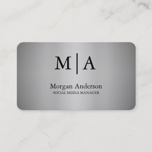 Minimalist Brushed Metal Silver Style Professional Business Card