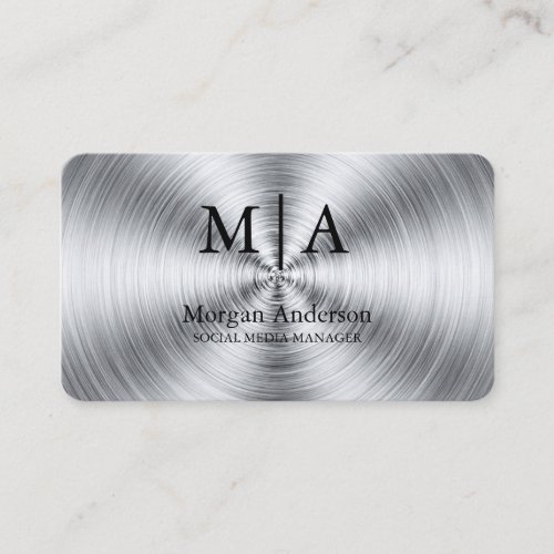 Minimalist Brushed Metal Silver Style Professional Business Card