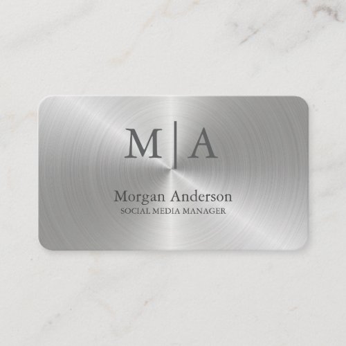 Minimalist Brushed Metal Silver Style Professional Business Card