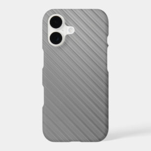 Minimalist Brushed Silver Metallic Diagonal Lines iPhone 17 Case