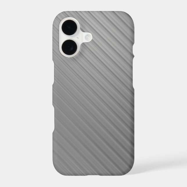 Minimalist Brushed Silver Metallic Diagonal Lines  Iphone Case (Back)