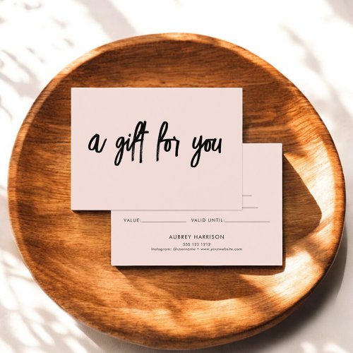 Minimalist BrushScript Blush Pink Gift Certificate