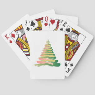 Minimalist Brushstroke Christmas Tree Poker Cards