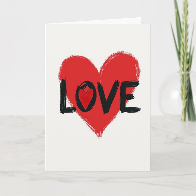 Minimalist Brushstroke Love Card (Front)