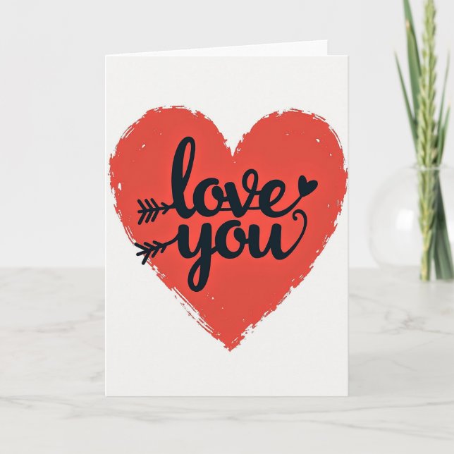 Minimalist Brushstroke Love You Card (Front)