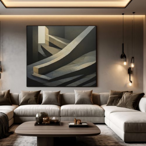 Minimalist Brutalist Concrete Stairs Abstract Canvas Print