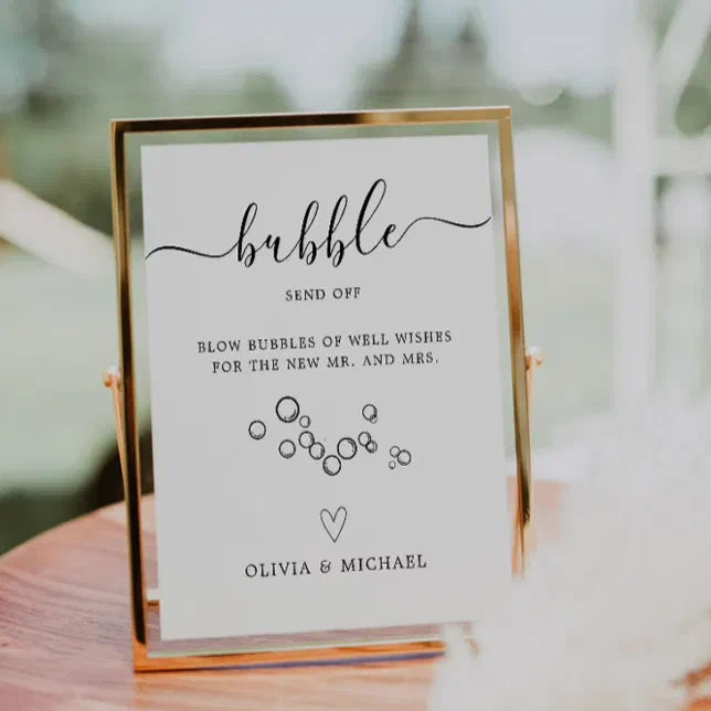 Minimalist Bubble Send Off Sign, Wedding Sign, Pedestal Sign | Zazzle