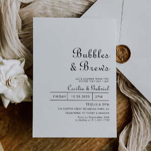 Minimalist Bubbles & Brews Bridal shower Invitation