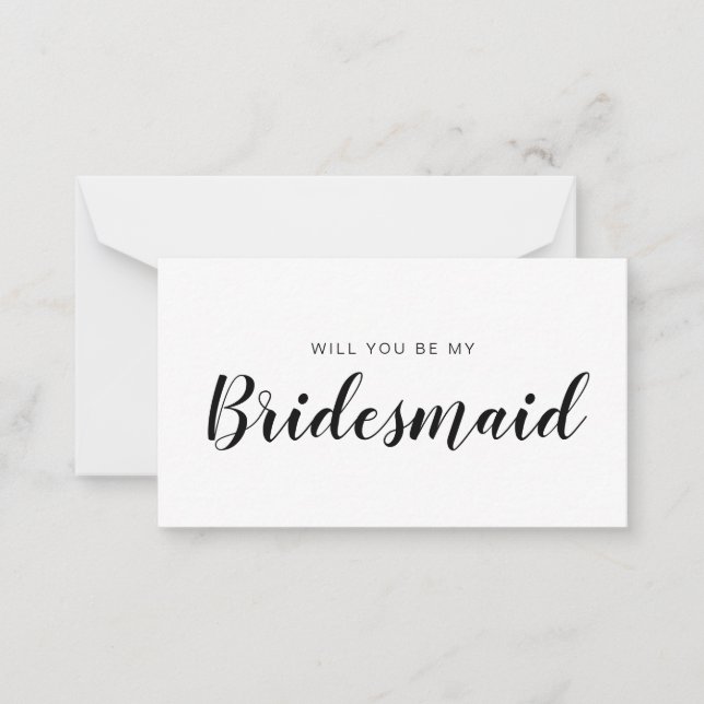 Minimalist Budget Bridesmaid Proposal Note Card (Front)