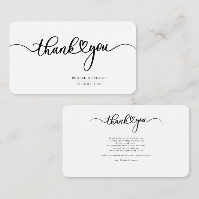 Minimalist Budget Hand-Lettered Script Thank You Note Card (Front/Back)