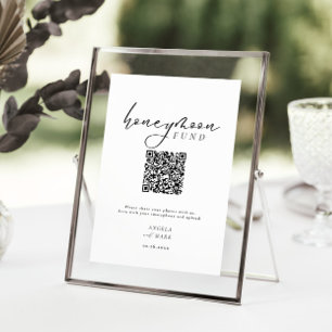 Minimalist Budget Honeymoon Fund QR Code Sign