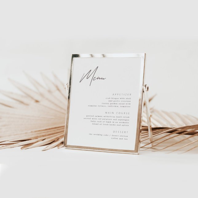 Minimalist Budget Modern Wedding Menu Poster (Creator Uploaded)