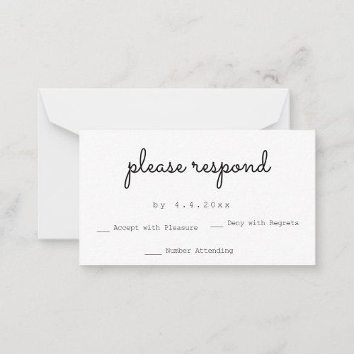 Minimalist Budget Wedding Response RSVP Card