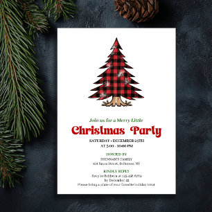 Minimalist Buffalo Check Christmas Party Invite