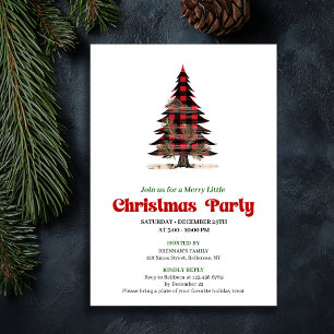 Minimalist Buffalo Christmas Tree Editable Invites