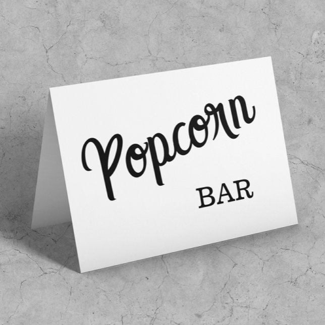 Minimalist Buffet Food Popcorn Bar tent Card (Creator Uploaded)