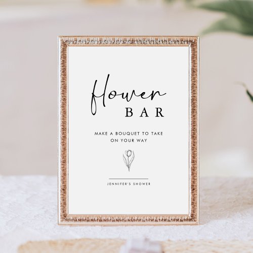 Minimalist Build Your Bouquet Floral Baby Shower Pedestal Sign