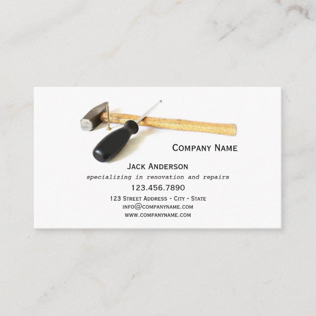 Minimalist Builder Handyman Business Card (Front)