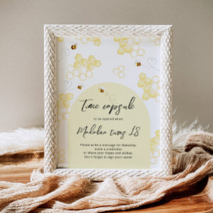 Minimalist bumble bee time capsule birthday poster