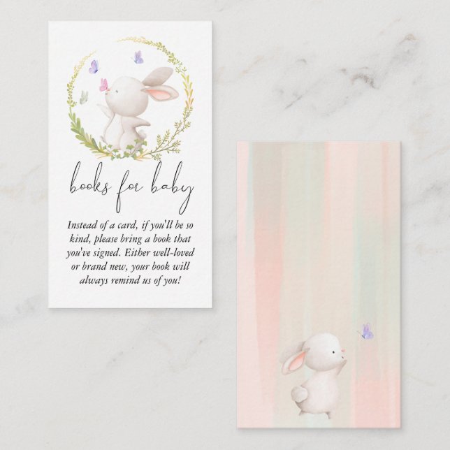 Minimalist Bunny and Butterflies Books for Baby Enclosure Card (Front/Back)