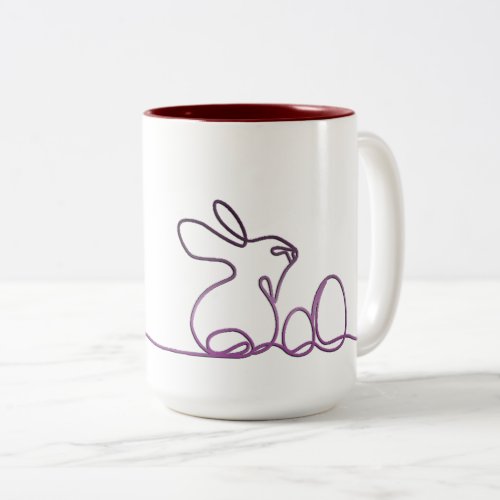 Minimalist Bunny And Eggs Easter Two_Tone Coffee Mug