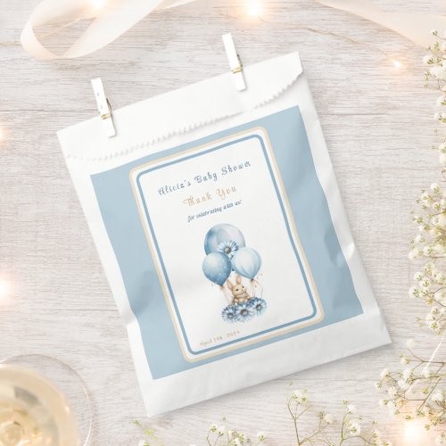  Minimalist Bunny Blue Baby Boy Shower  Favor Bag