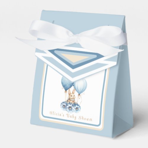  Minimalist Bunny Blue Baby Boy Shower  Favor Boxes