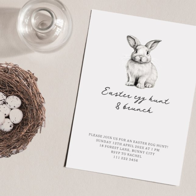 Minimalist Bunny Easter Egg Hunt Brunch Invitation (Creator Uploaded)