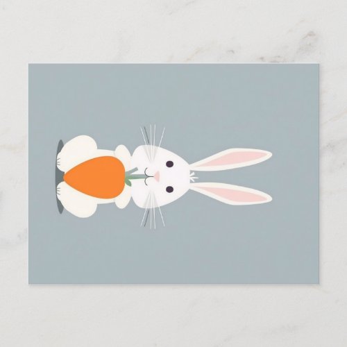 Minimalist Bunny Holding a Carrot Postcard