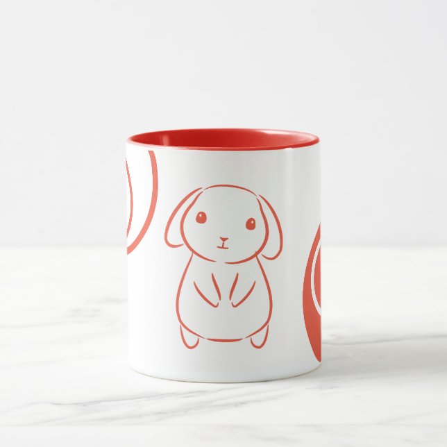 Minimalist Bunny Illustration Mug (Center)