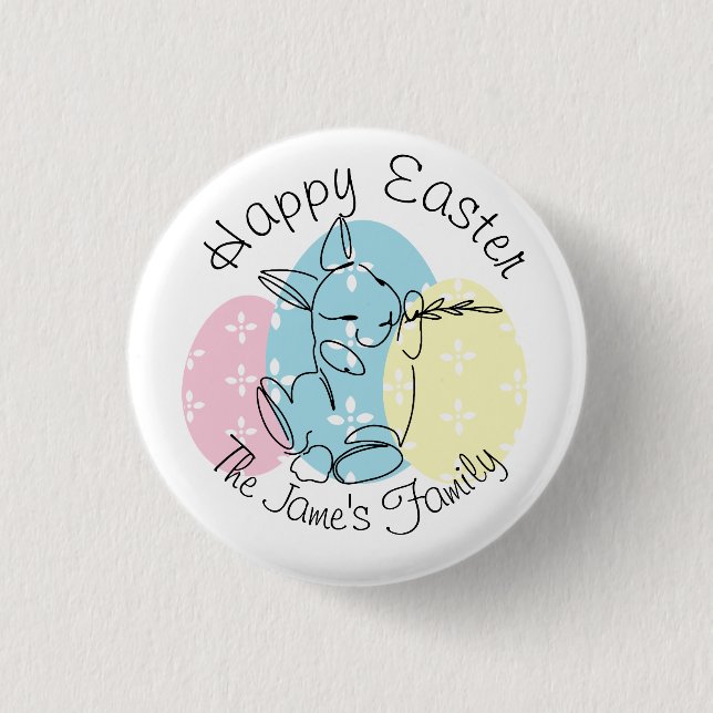 Minimalist Bunny Line Art Easter Eggs Spring       Button (Front)