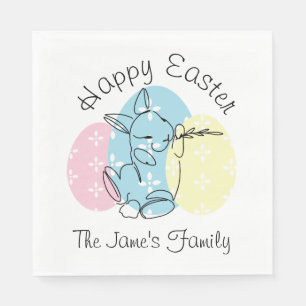 Minimalist Bunny Line Art Easter Eggs Spring   Napkins