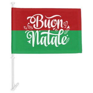 Minimalist Buon Natale Italian Merry Car Flag