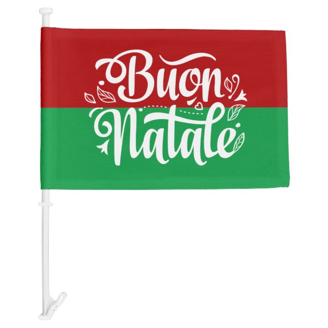 Minimalist Buon Natale Italian Merry  Car Flag (Front)