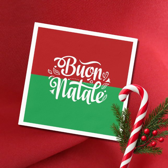 Minimalist Buon Natale Italian Merry Christmas  Napkins (Creator Uploaded)