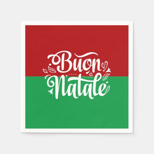 Minimalist Buon Natale Italian Merry Christmas  Napkins