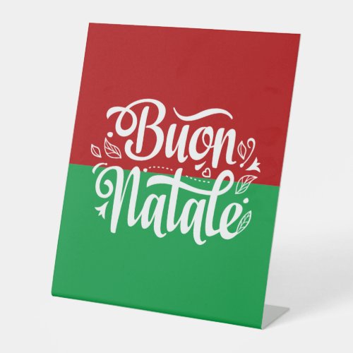 Minimalist Buon Natale Italian Merry Christmas  Pedestal Sign