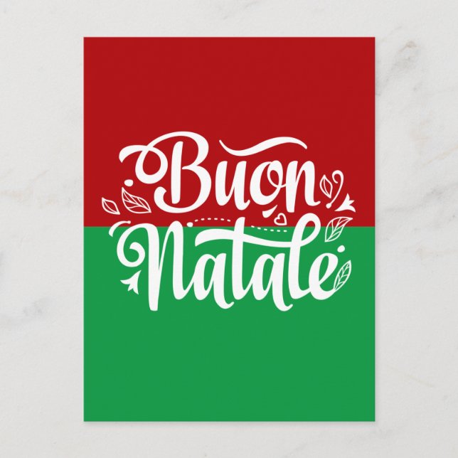 Minimalist Buon Natale Italian Merry Christmas Postcard (Front)