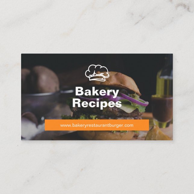 Minimalist Burger Photo Restaurant Chef Food Business Card (Back)